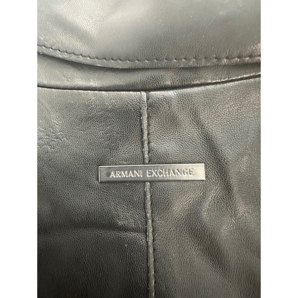 Armani Exchange‎ AX Black Faux Leather Moto Jacket Women's Size S Small - Picture 10 of 10